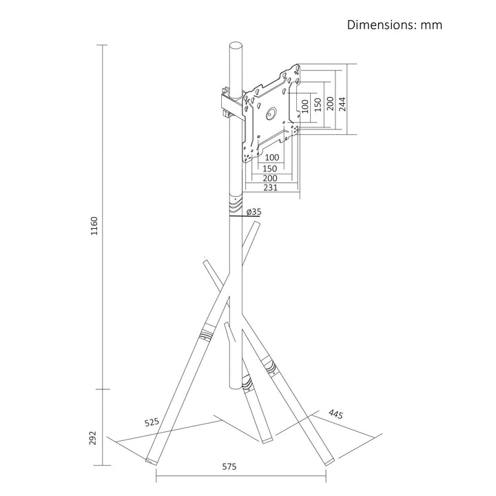 Soporte de suelo para televisor Maclean, 27-55", VESA máx. 200x200, máx. 60 kg, MC-181 W