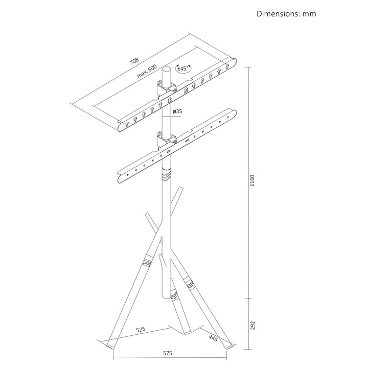 Soporte de suelo para televisor Maclean, 37-80", VESA máx. 600x400, máx. 60 kg, MC-182 W