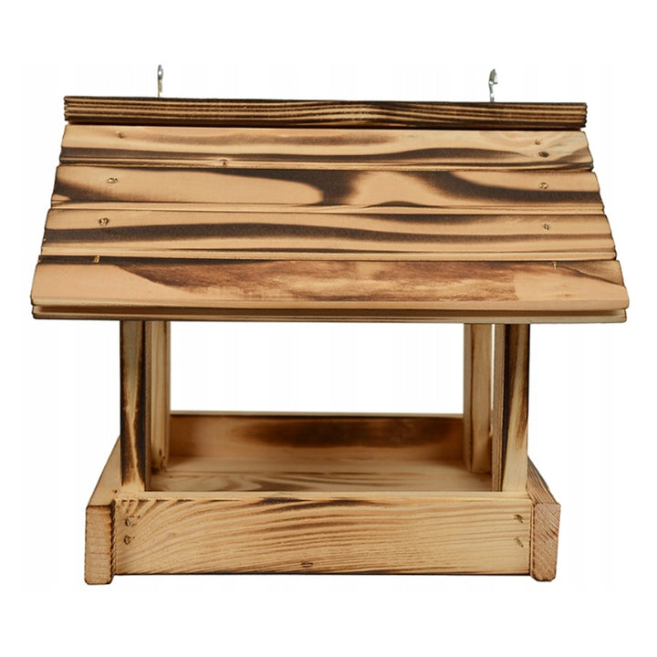 Comedero para pájaros Woodok, madera de abeto, cocido, ganchos resistentes + alpiste 1kg