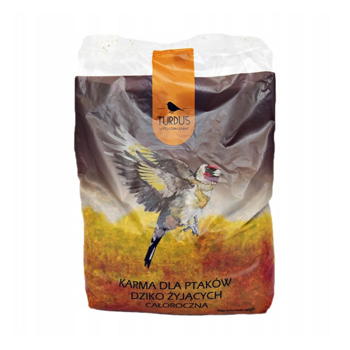 Comedero para pájaros Woodok, madera de abeto, cocido, ganchos resistentes + alpiste 1kg