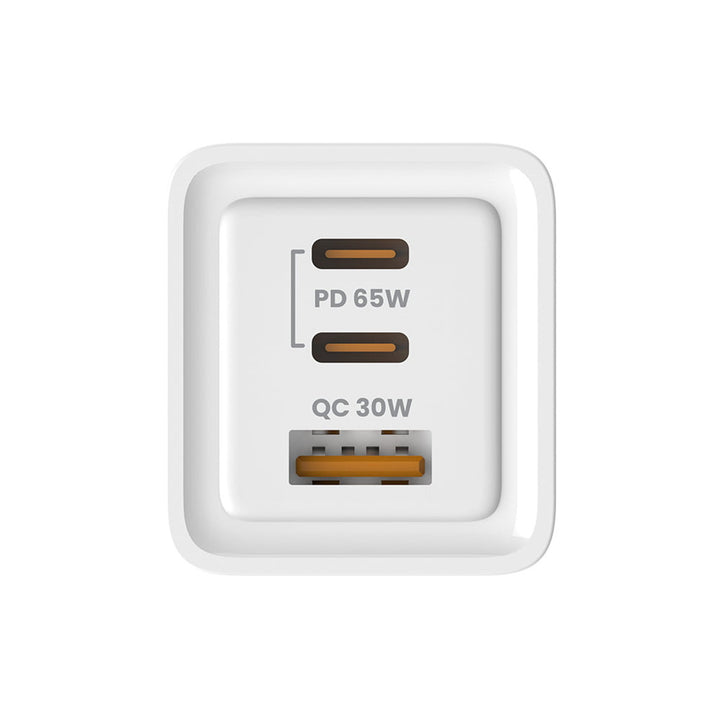 Cargador de red Savio, 1x USB-A, 2x USB-C, GaN, 65W, blanco, SAVLA-07
