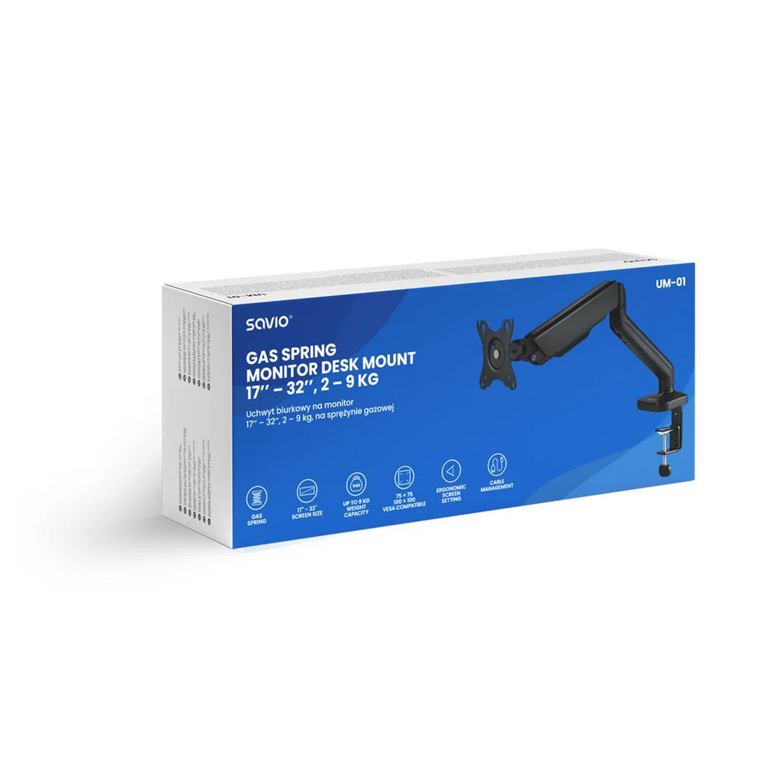 Soporte de sobremesa para monitor 17-32'' SAVIO, 2-9 kg, sobre resorte de gas, UM-01