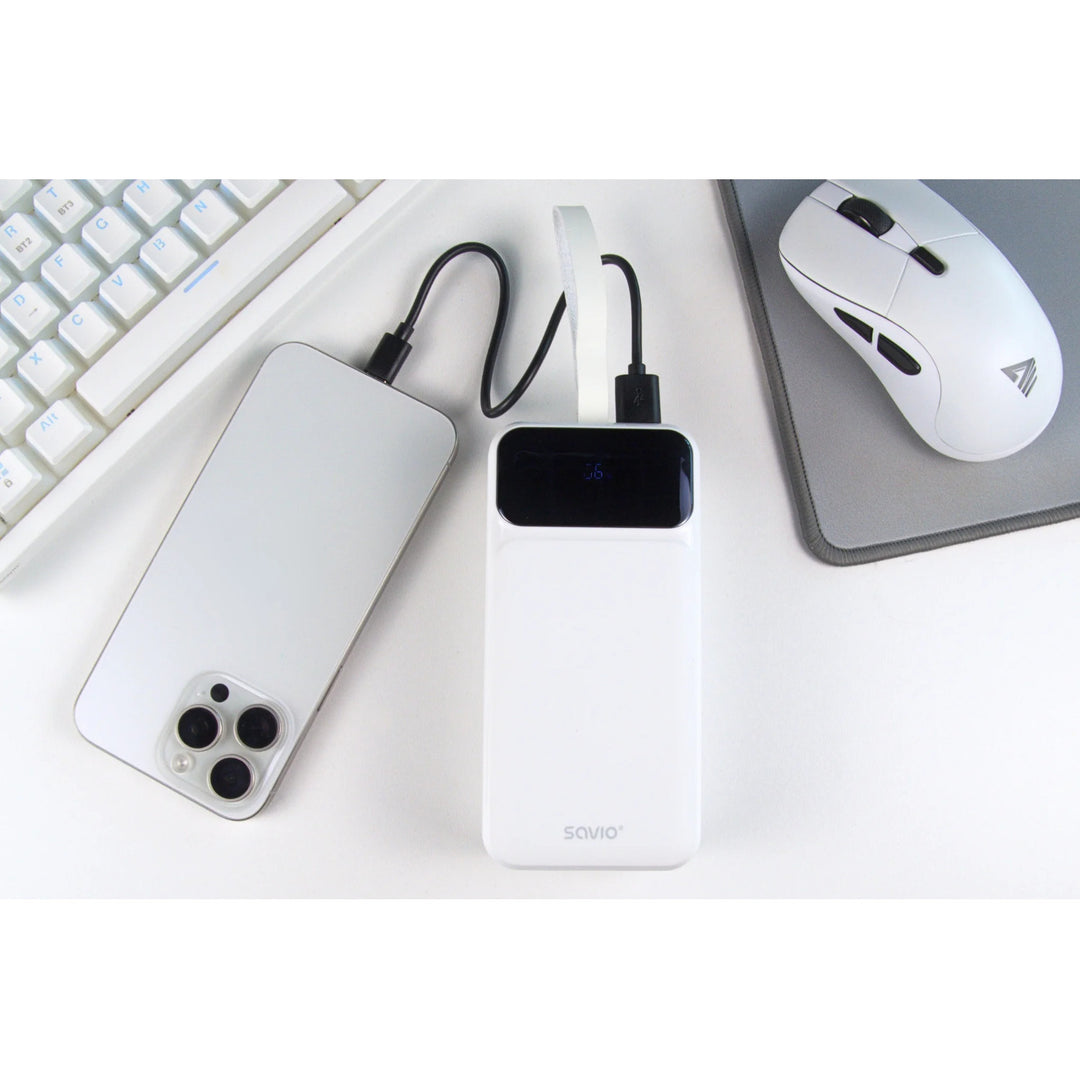 Powerbank SAVIO, 2 puertos USB, 1 puerto USB-C, carga rápida, Power Delivery, SAVBA-11