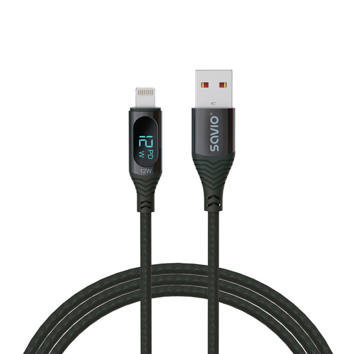 Cable Savio de USB a Lightning, pantalla digital, longitud 1m, SAVKABELCL-173