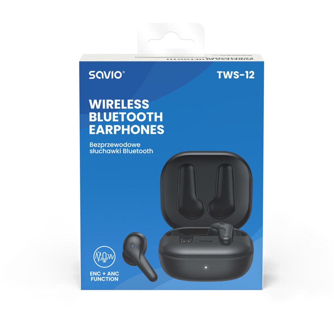 Auriculares inalámbricos Savio, Bluetooth 5.3, ANC, USB-C, negro