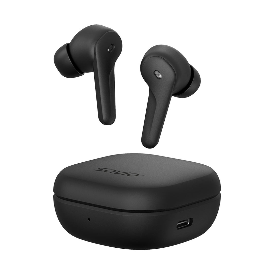 Auriculares inalámbricos Savio, Bluetooth 5.3, ANC, USB-C, negro
