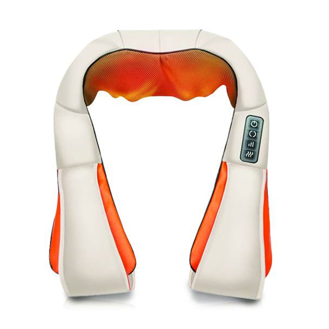 Masajeador de hombros LTC Shiatsu 6D, 3 velocidades, 5V, 24W, Función de calentamiento, Retroiluminación LED, Correas antideslizantes