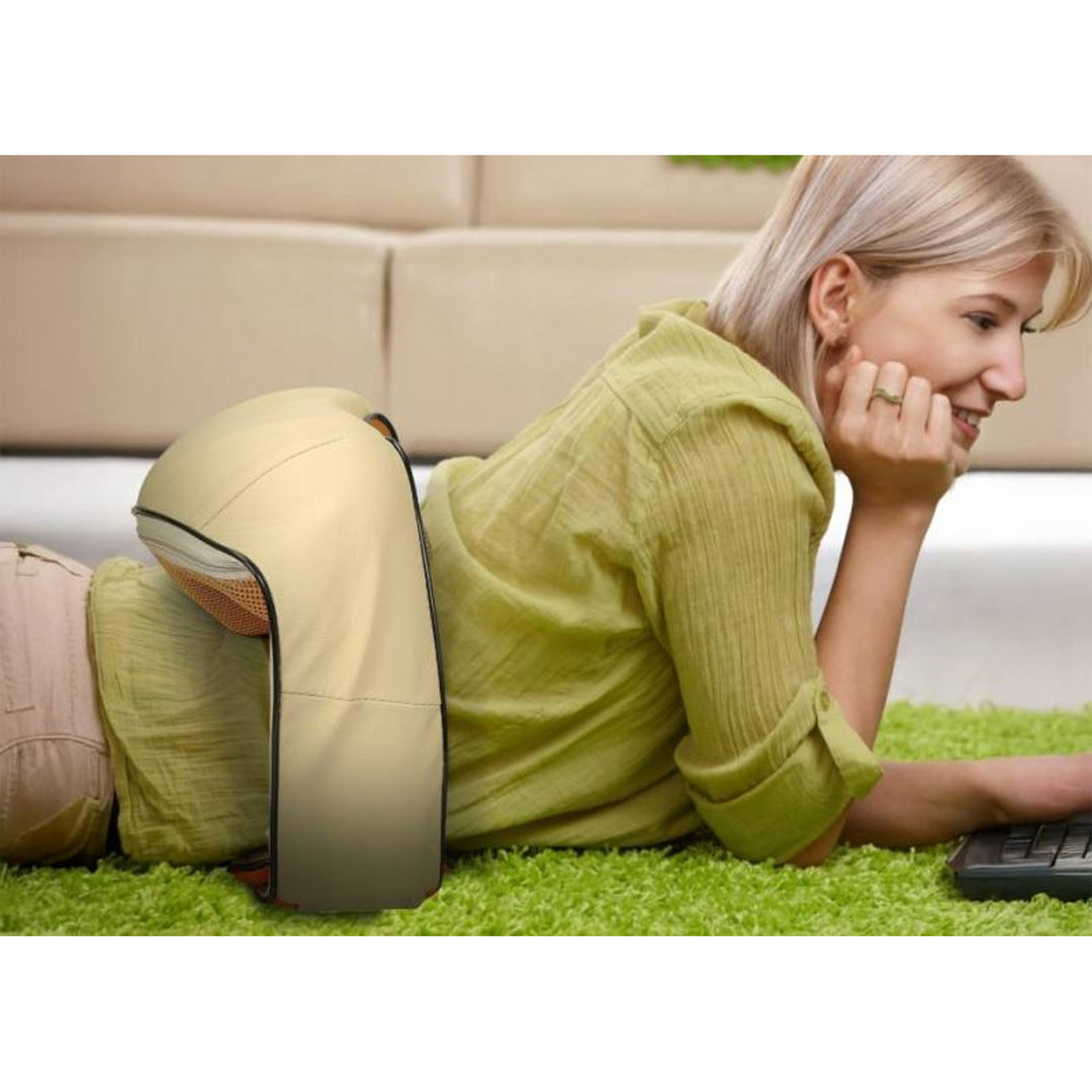 Masajeador de hombros LTC Shiatsu 6D, 3 velocidades, 5V, 24W, Función de calentamiento, Retroiluminación LED, Correas antideslizantes