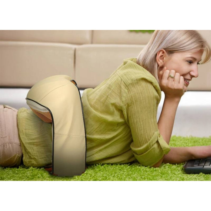 Masajeador de hombros LTC Shiatsu 6D, 3 velocidades, 5V, 24W, Función de calentamiento, Retroiluminación LED, Correas antideslizantes