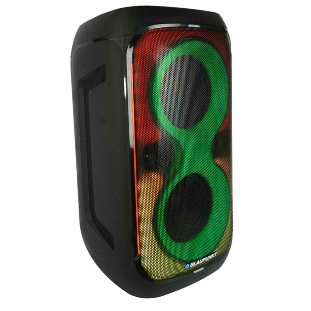 Blaupunkt Party Box Altavoz, iluminación LED, Bluetooth, USB y AUX, radio FM, función karaoke, mando a distancia, autonomía de la batería hasta 18h, PB60X