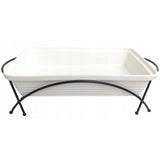 Calientaplatos de cerámica Maestro, rectangular, blanco, capacidad 1,7L, puede usarse en el horno, rejilla y tapa con asa incluidas, MR-11362-73