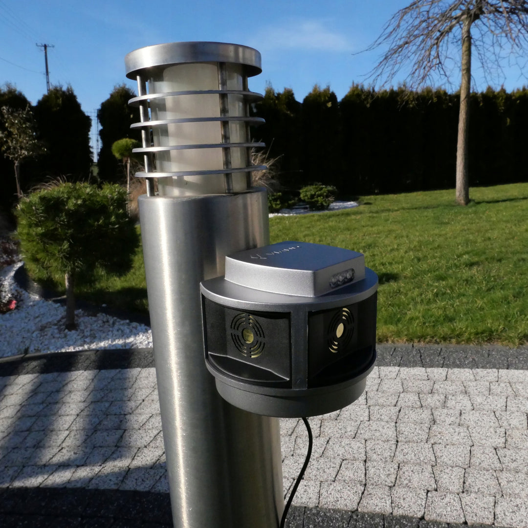 Ahuyentador de roedores, ahuyentador de martas, ahuyentador de ratones Viano, generador de ultrasonidos, panel estroboscópico, tres altavoces, Trio-Strob