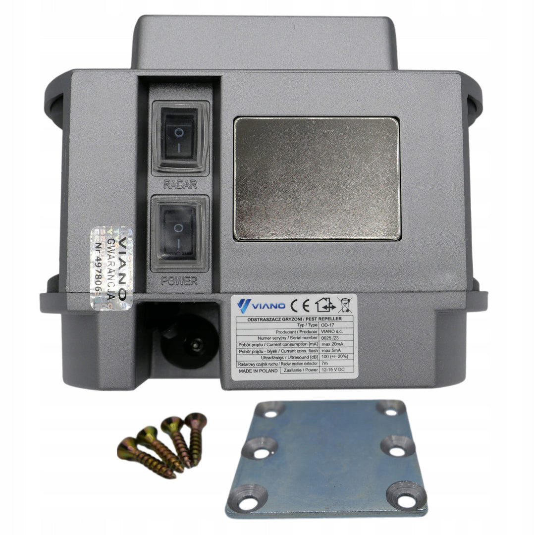 Ahuyentador de roedores, ahuyentador de martas, ahuyentador de ratones Viano, generador de ultrasonidos, panel estroboscópico, tres altavoces, Trio-Strob