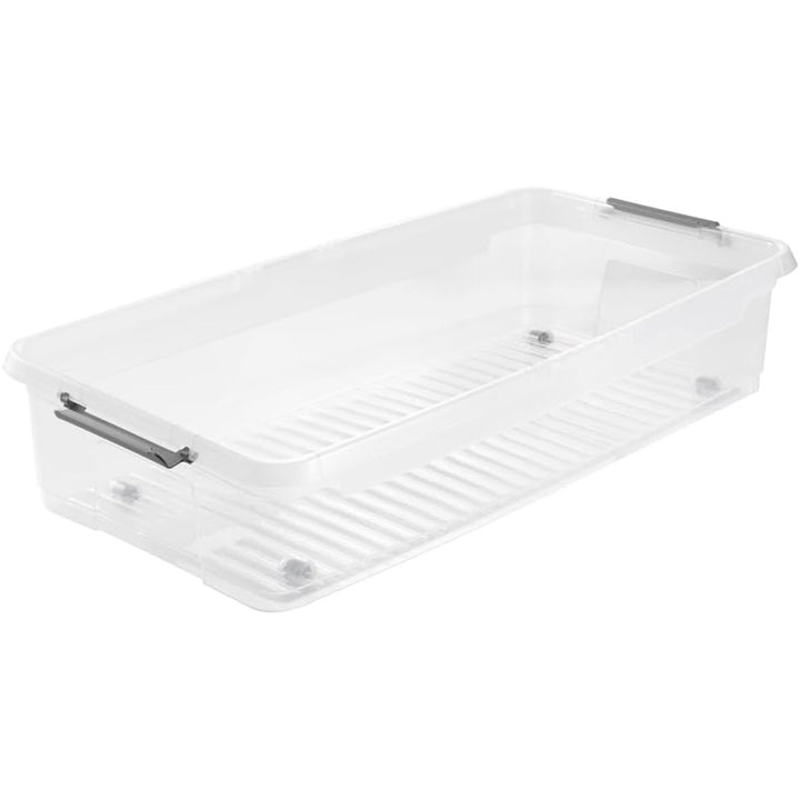 Contenedor Leo Keeeper con tapa, capacidad 33L, transparente, con ruedas, tapa con clips