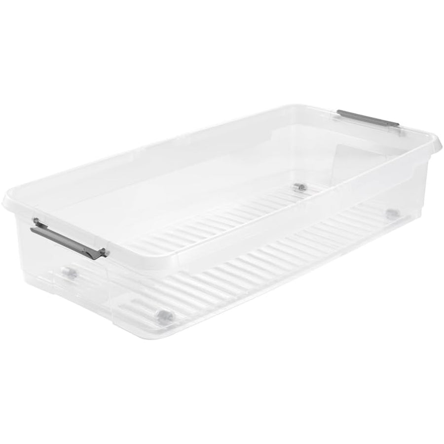 Contenedor Leo Keeeper con tapa, capacidad 33L, transparente, con ruedas, tapa con clips