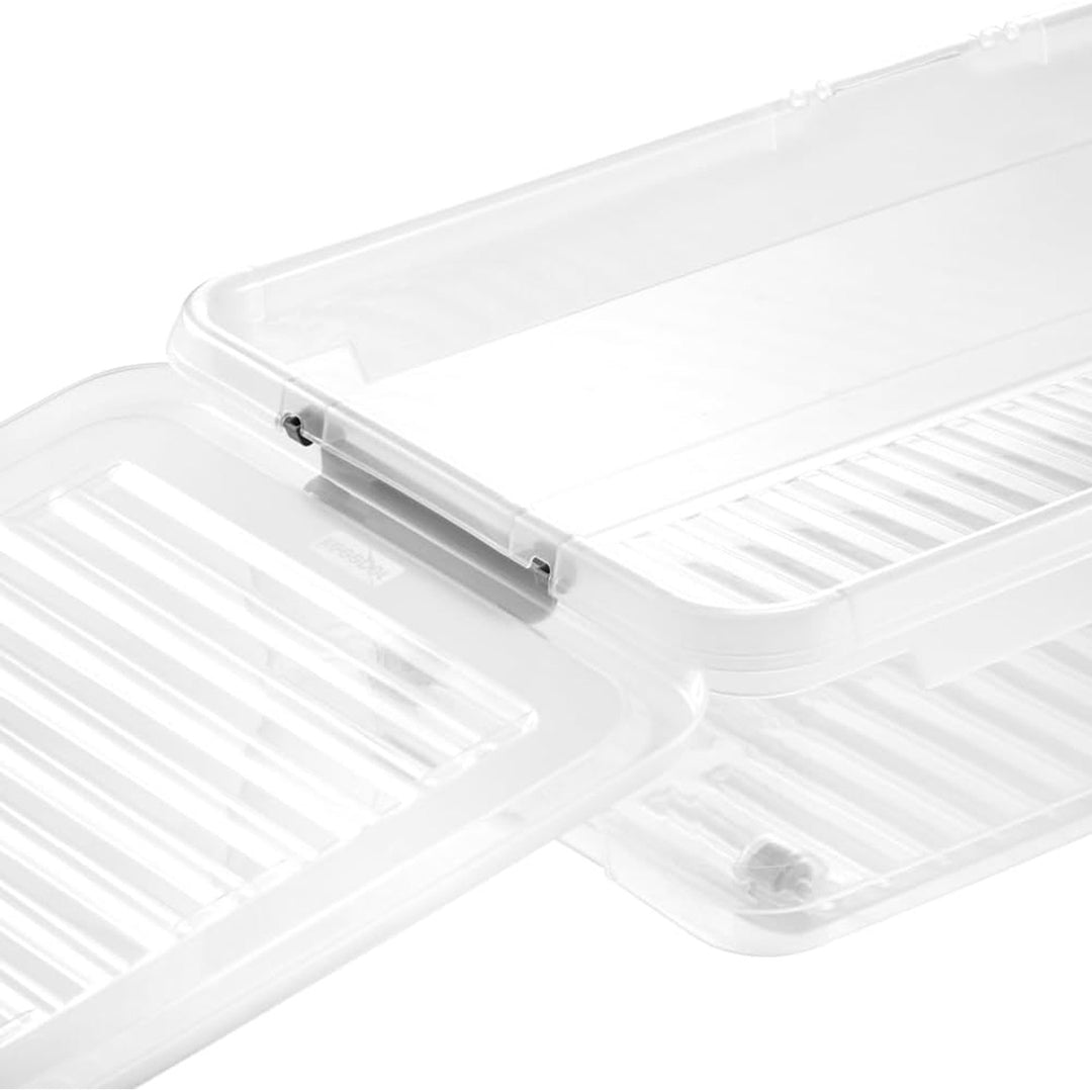 Contenedor Leo Keeeper con tapa, capacidad 33L, transparente, con ruedas, tapa con clips