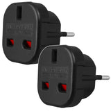Adaptador Maclean de enchufe del Reino Unido a enchufe de la UE, negro, MCE72, 2 piezas