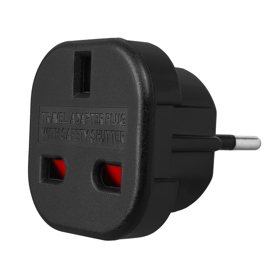 Adaptador Maclean de enchufe del Reino Unido a enchufe de la UE, negro, MCE72, 4 piezas