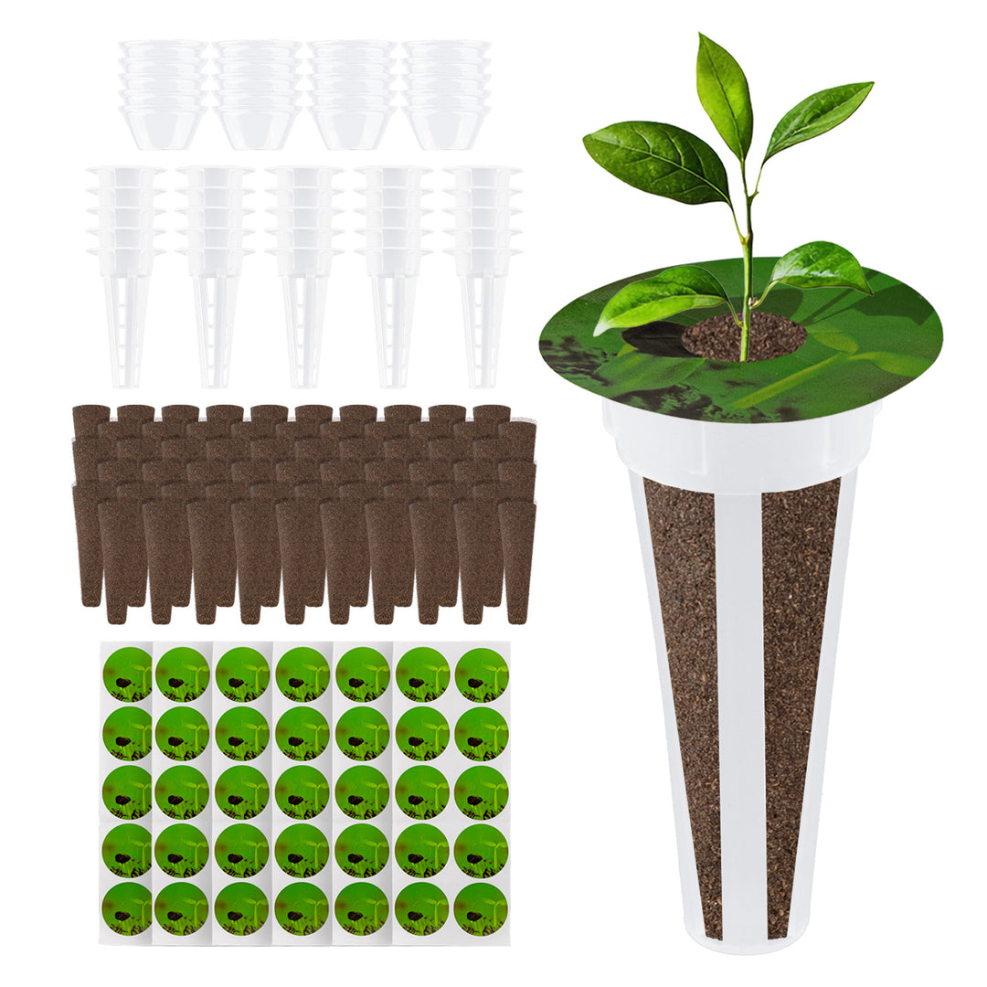 Set de accesorios para el cultivo interior de plantas GreenBlue: esponjas para semillas (60 uds.), cúpulas (20 uds.), recipientes (20 uds.) y pegatinas (60 uds.), GB133 AS