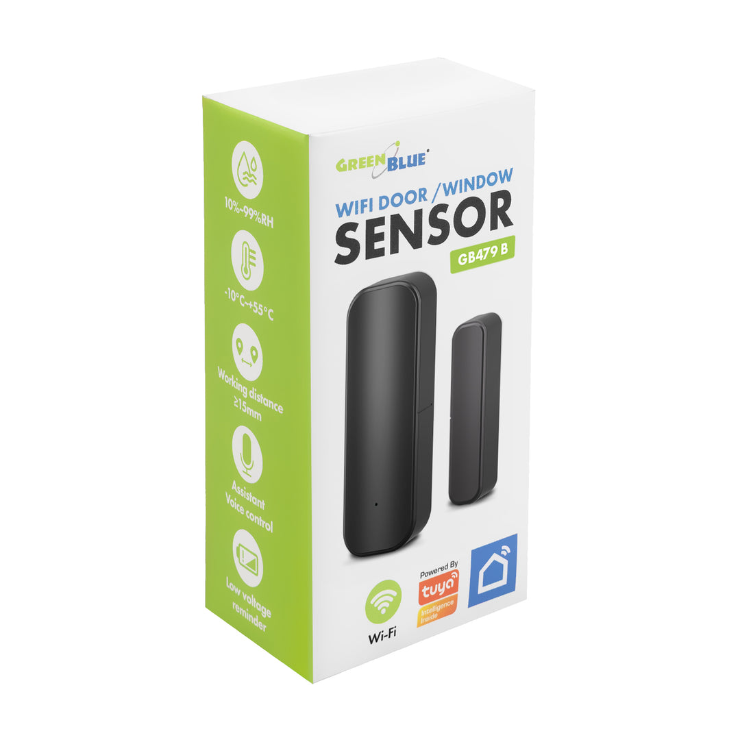 Contactor inalámbrico / sensor de apertura WiFi GreenBlue, Android/iOS, para puertas / ventanas, 3,0 V CC, LR03x2, GB479 B
