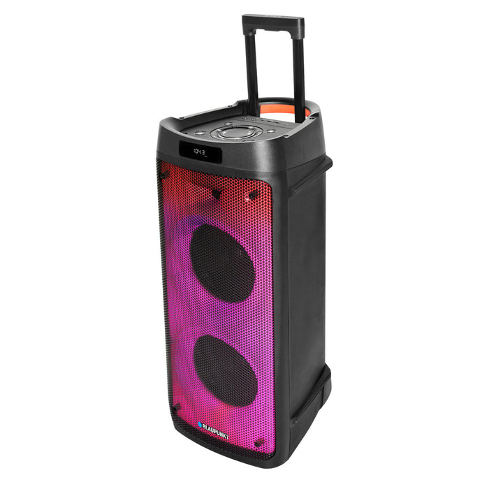 Altavoz Party Box Blaupunkt, iluminación LED, Bluetooth, USB y AUX, radio FM, función karaoke, mando a distancia, PB08DB