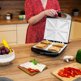 Tostadora de sándwiches Teesa, placas cerámicas, para 4 sándwiches, potencia máxima 1500 W, TSA3229B