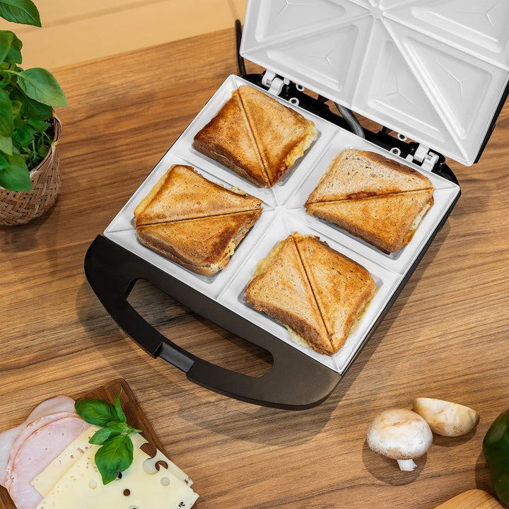 Tostadora de sándwiches Teesa, placas cerámicas, para 4 sándwiches, potencia máxima 1500 W, TSA3229B
