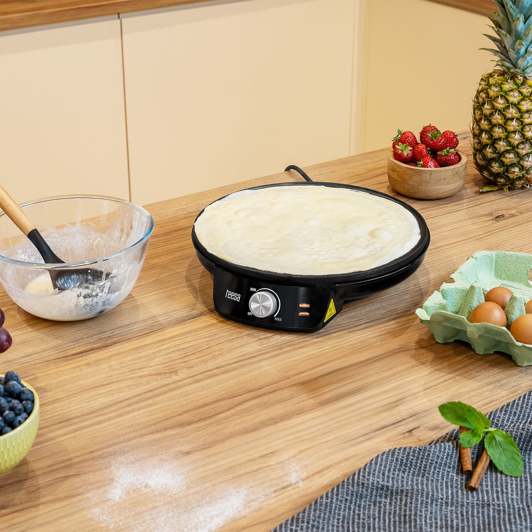 Crepera Teesa, sartén eléctrica para crepes, diámetro de la placa 30 cm, potencia 1200 W, TSA3235