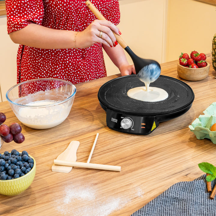 Crepera Teesa, sartén eléctrica para crepes, diámetro de la placa 30 cm, potencia 1200 W, TSA3235
