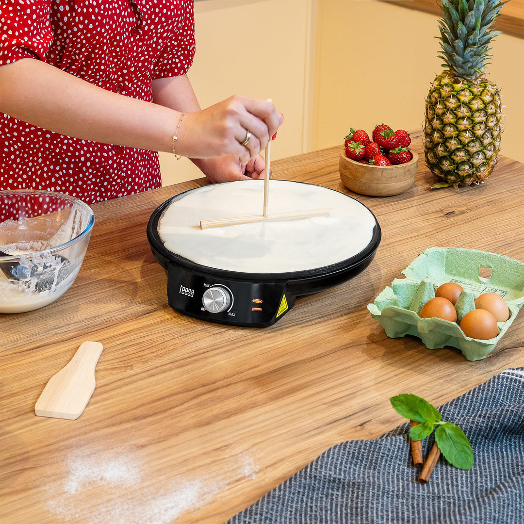 Crepera Teesa, sartén eléctrica para crepes, diámetro de la placa 30 cm, potencia 1200 W, TSA3235