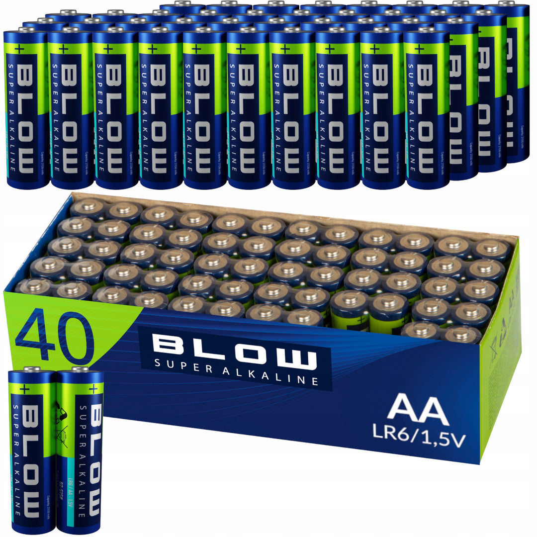 Pilas alcalinas AA Blow, LR6, voltaje 1,5 V, paquete de 40 unidades