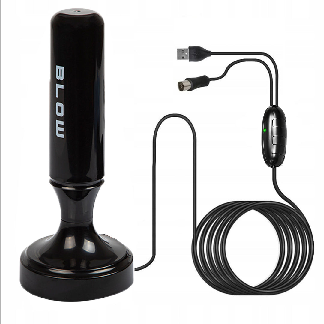 Antena DVB-T Blow, activa interna, ganancia de 28 dB, filtro LTE integrado, recepción en la banda de 168-790 MHz, 21-040#