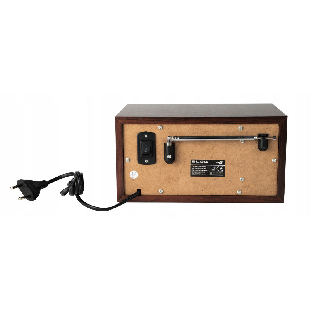 Radio portátil analógica Blow, función Bluetooth, conectores USB, AUX y SD, recepción de emisoras de radio AM/FM, pantalla LCD, reloj y despertador, 77-531#