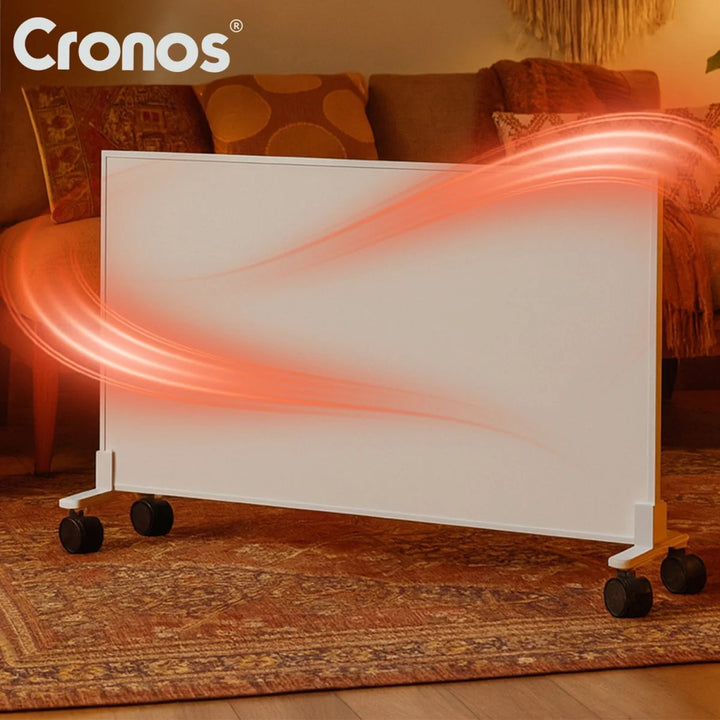 Radiador infrarrojo Cronos, 800 W, ideal para personas alérgicas, superficie mate, ultrafino, termostato integrado y control remoto por teléfono o mando a distancia, Carbon P800 TWP