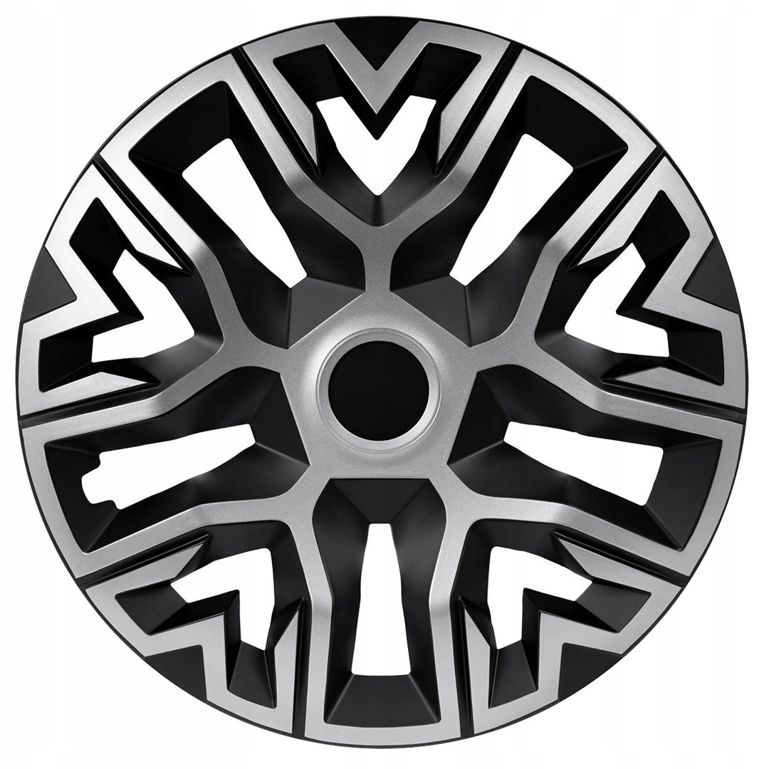 Tapa universal 15'' NRM The Best Bicolor plateada y negra, 1 unidad
