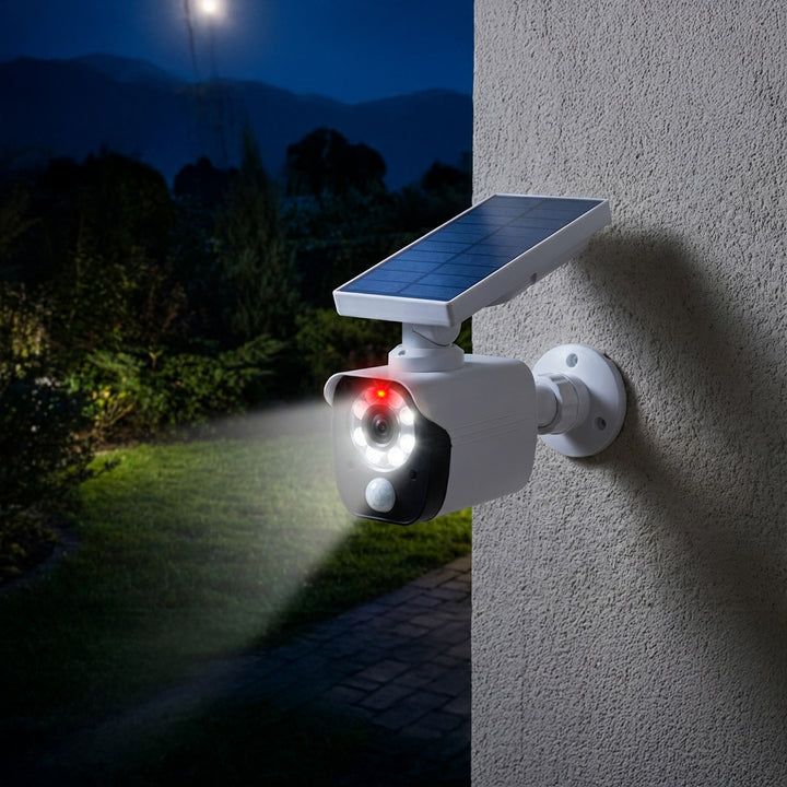 Cámara solar falsa, LED parpadeante, sensor de movimiento, iluminación LED, pegatina gratis, SOL1800S, 2 unidades