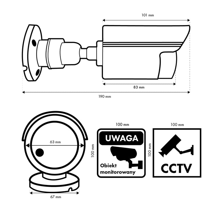 Cámara tubular falsa, diodos IR LED, negra, alimentación 2xAA (incluidas), ABS, IR1800 B