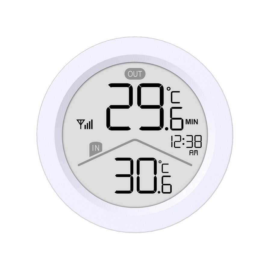 Estación meteorológica inalámbrica GreenBlue, temperatura IN/OUT, reloj, selección °C / °F, alcance hasta 60 m, GB162, 4 pilas AAA