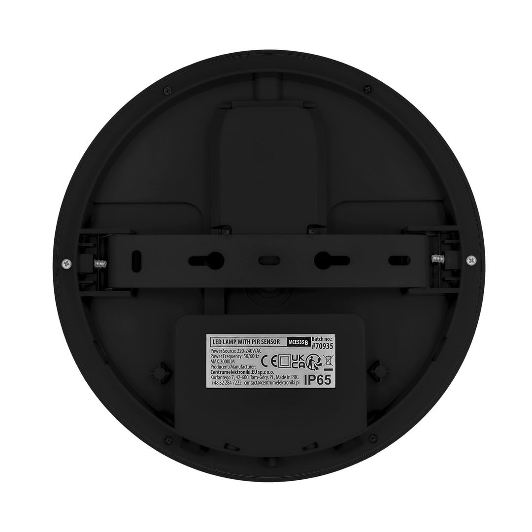 Lámpara LED con sensor de movimiento Maclean, sensor PIR, negra, 10 W/15 W/18 W, IP65, posibilidad de cambiar la temperatura de color a 3000/4000/6000 K, MCE535 B