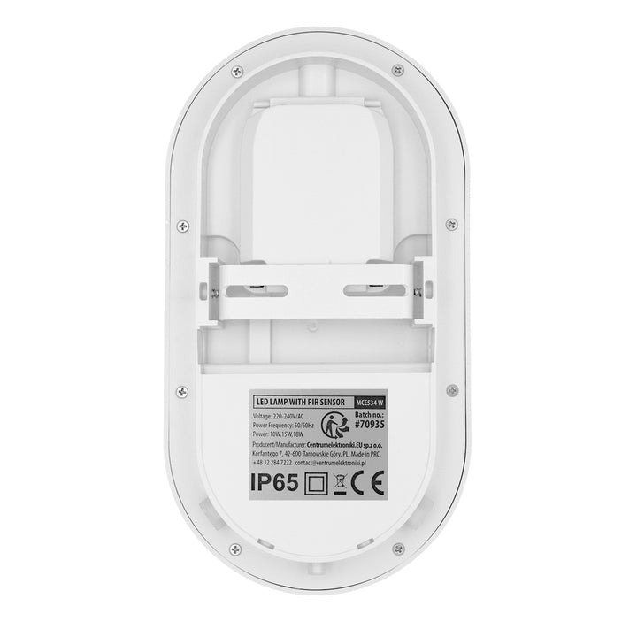 Lámpara LED con sensor de movimiento Maclean, sensor PIR, blanca, 10 W/15 W/18 W, IP65, posibilidad de cambiar la temperatura de color a 3000/4000/6000 K, MCE534 W