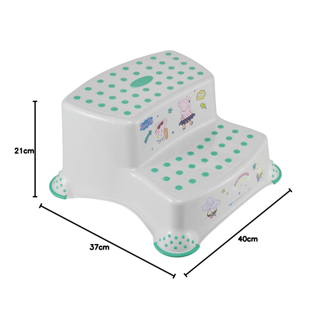 Plataforma antideslizante Keeeper, dos peldaños, máx. 120 kg, fácil de limpiar, Peppa Pig