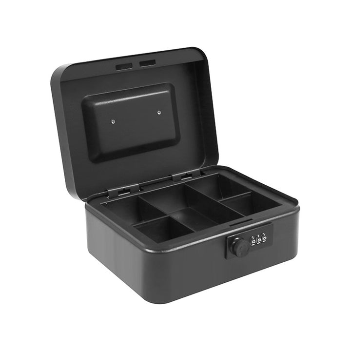 Caja para dinero Tracer, asa de transporte, compartimento oculto, negro, Cash Saver