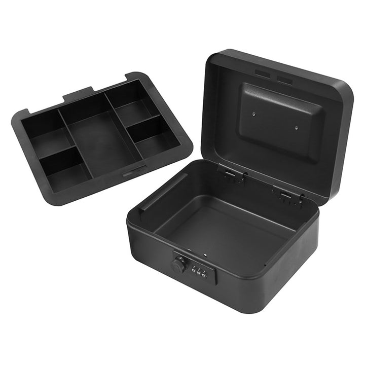 Caja para dinero Tracer, asa de transporte, compartimento oculto, negro, Cash Saver