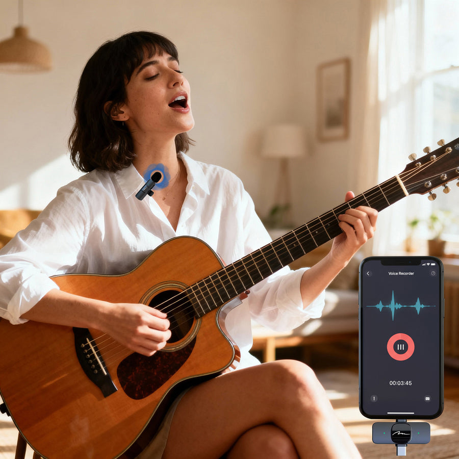 MICRO-MIC DUO: 2 micrófonos inalámbricos de solapa (juego), con clip, iOS y Android (OTG), mini, supersensibles. USB-C y LIGHTNING, Mediatech.