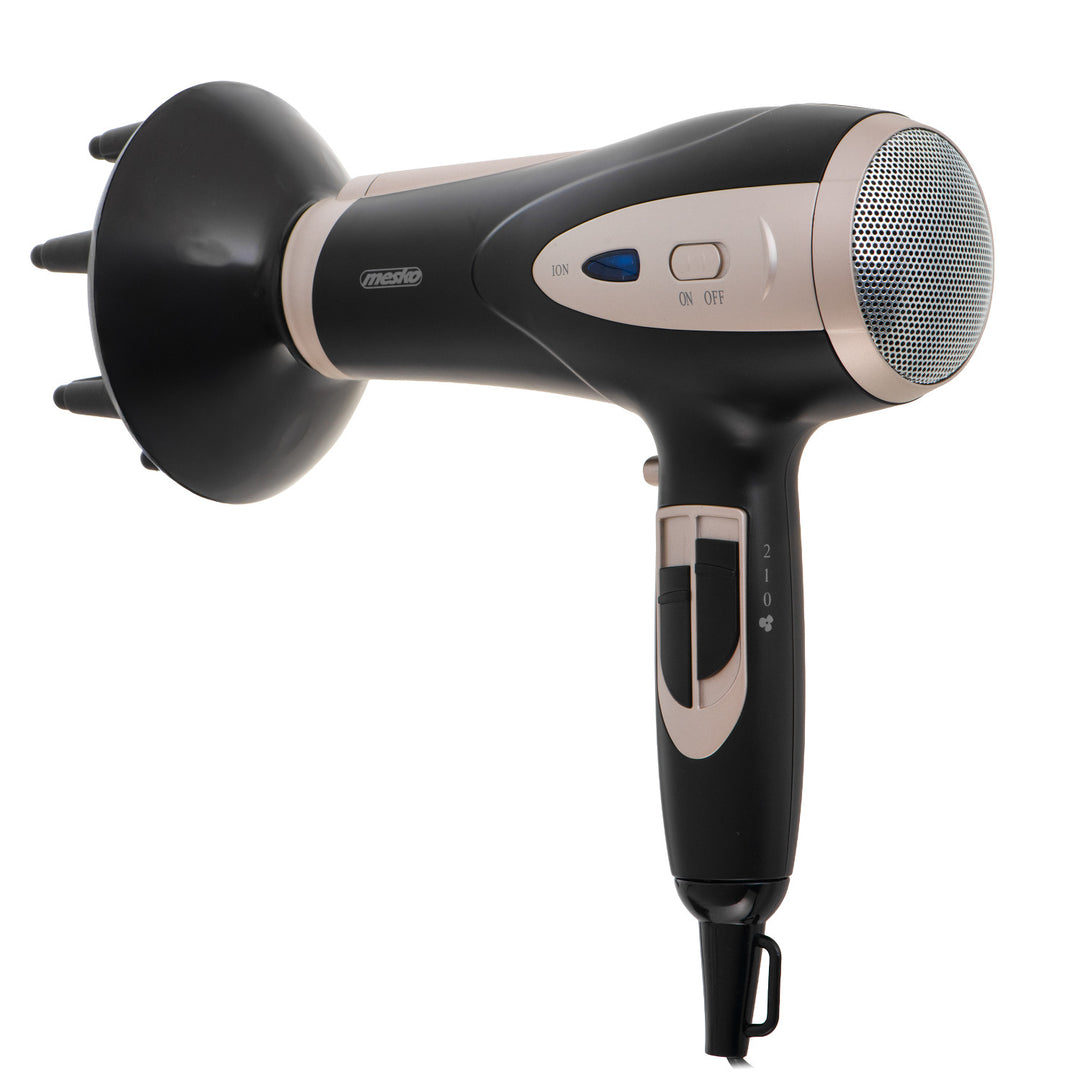 Secador de pelo Mesko, función de ionización, difusor, potencia 2200 W, negro, MS 2287