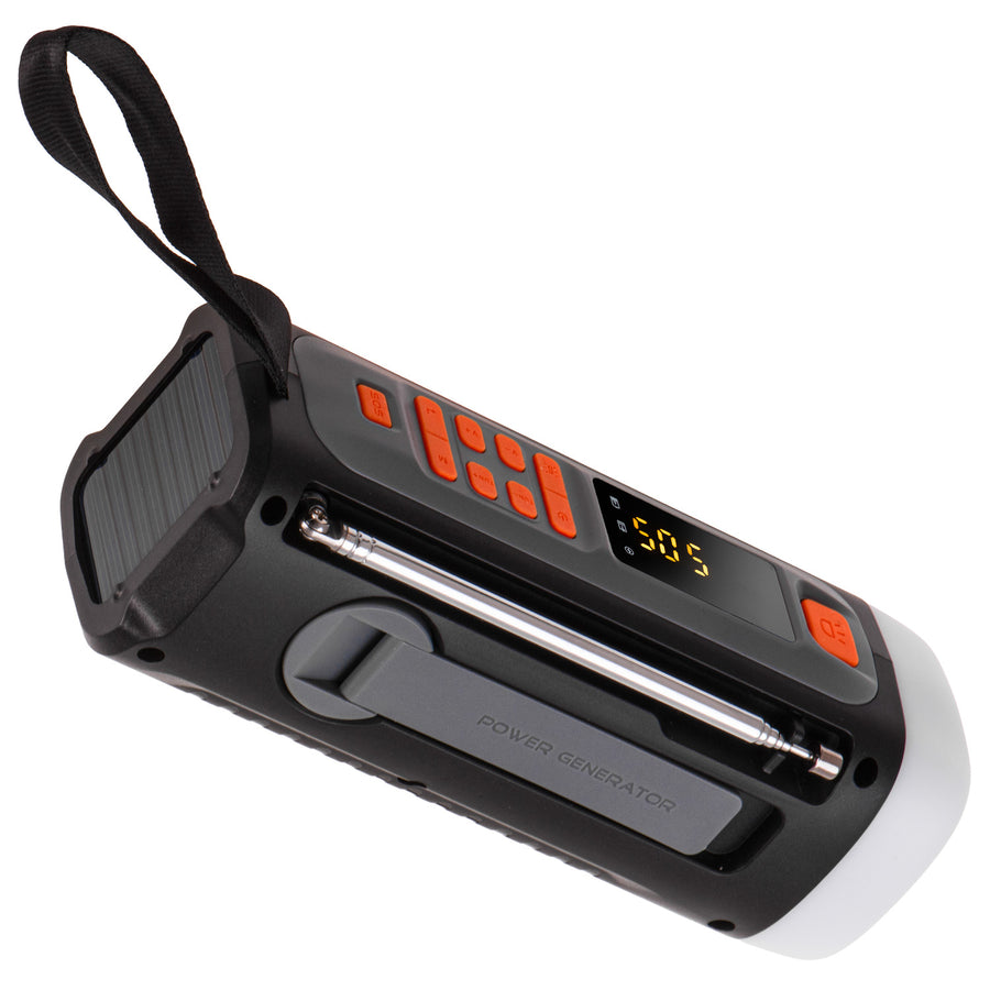 Radio de emergencia Adler, con panel solar, manivela y batería externa, Bluetooth 5.0, linterna LED de 4 W, 4500 mAh, AD 1920