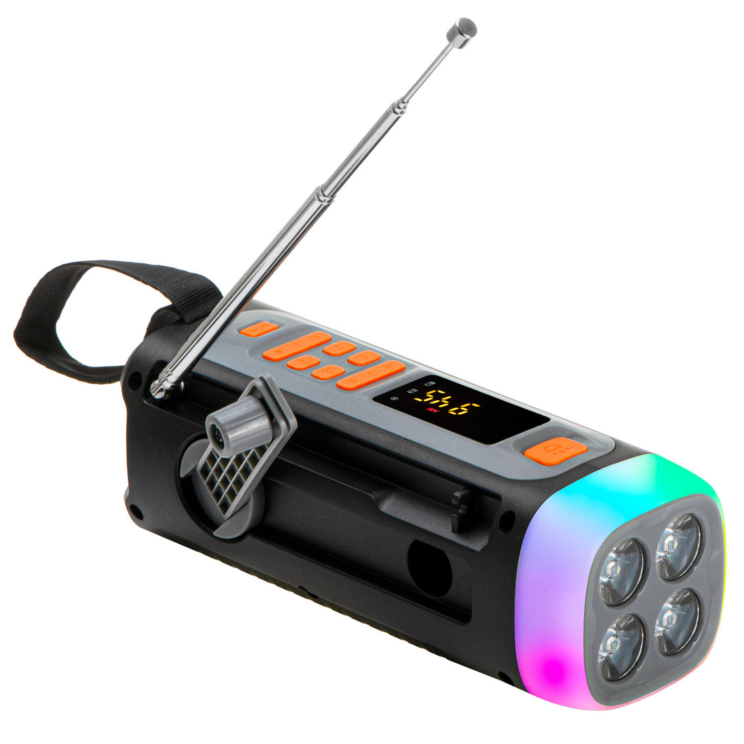 Radio de emergencia Adler, con panel solar, manivela y batería externa, Bluetooth 5.0, linterna LED de 4 W, 4500 mAh, AD 1920