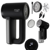 Afeitadora para tejidos Adler, pantalla LCD, 3 velocidades de funcionamiento, negra, AD 9617 black