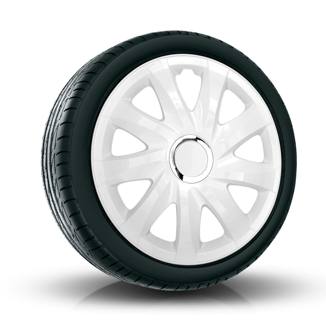 Tapacubos universales 13'' NRM Drift blancos, juego de 4 unidades