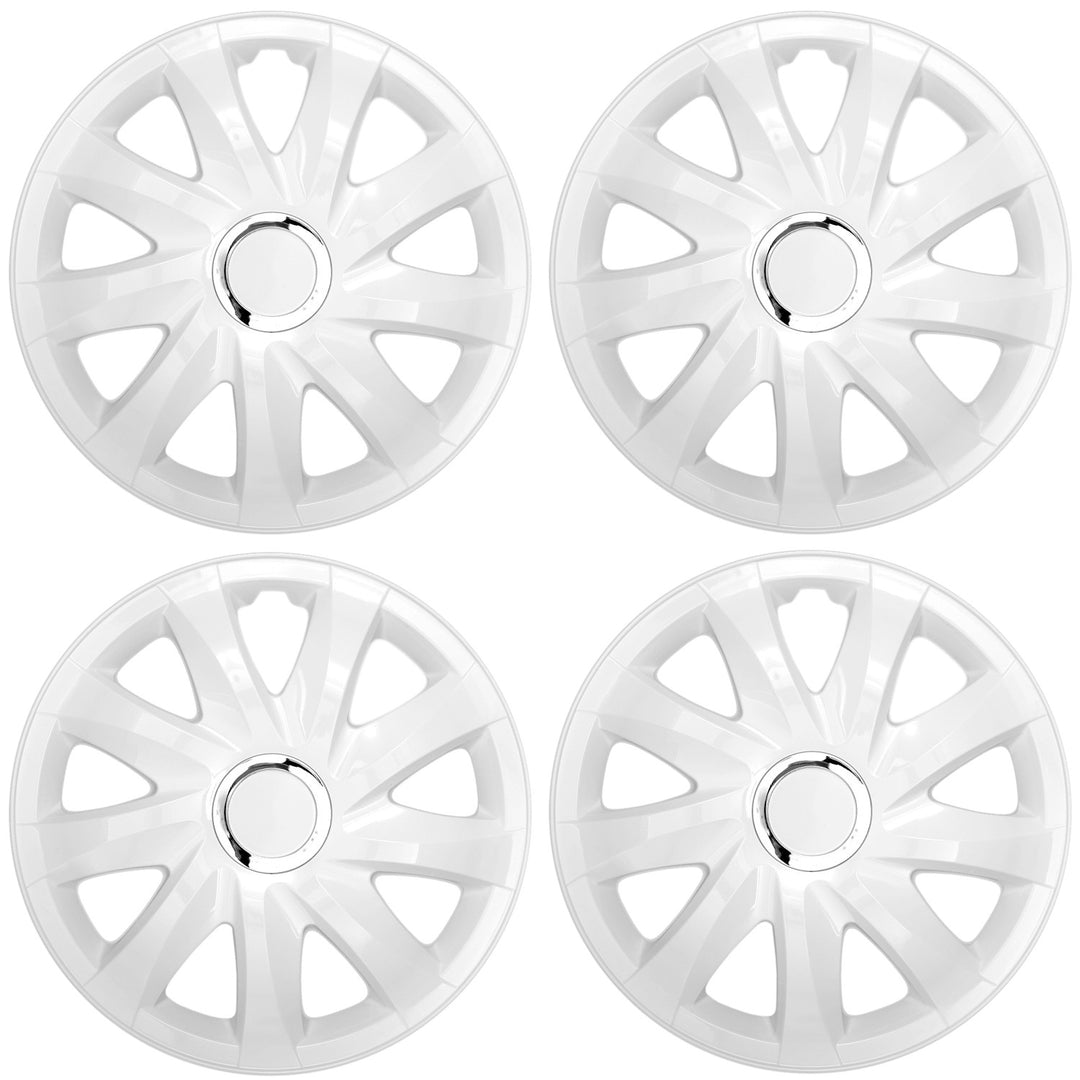 Tapacubos universales 13'' NRM Drift blancos, juego de 4 unidades